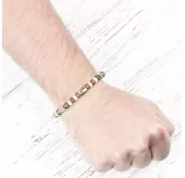 Браслет Everiot VD-MJ-1815 с коричневыми и зелеными бусинами