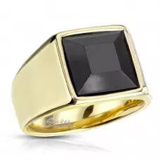 Стальная печатка мужская с синтетическим черным ониксом TATIC R-M7122G