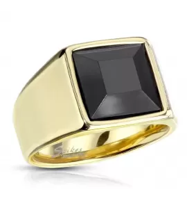 Стальная печатка мужская с синтетическим черным ониксом TATIC R-M7122G