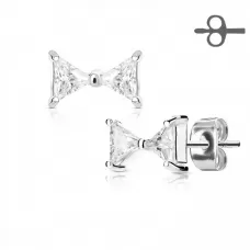 Женские серьги-гвоздики TATIC EA-002-C с бантиками и родиевым покрытием