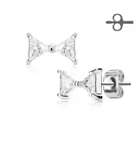 Женские серьги-гвоздики TATIC EA-002-C с бантиками и родиевым покрытием