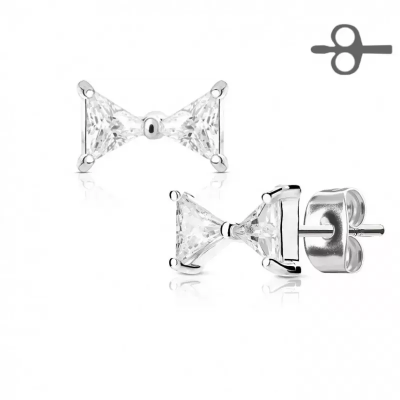 Женские серьги-гвоздики TATIC EA-002-C с бантиками и родиевым покрытием