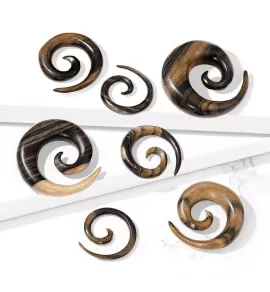 Деревянная растяжка тоннелей в уши Piercedfish TSM07 в форме спирали (улитка)