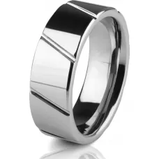 Кольцо из вольфрама c диагональными полосами INFY R-TG-5025 (TU-028025)