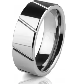 Кольцо из вольфрама c диагональными полосами INFY R-TG-5025 (TU-028025)