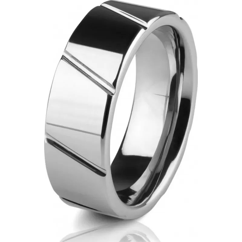 Кольцо из вольфрама c диагональными полосами INFY R-TG-5025 (TU-028025)
