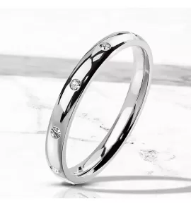 Женское кольцо из стали TATIC RSS-6822 с дорожкой фианитов