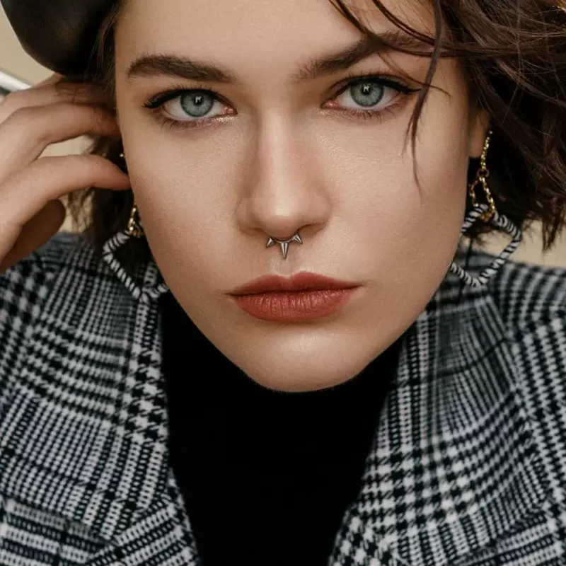 Кольцо кликер из титана с шипами Pirslab RHT57 серьга для пирсинга септума, уха, брови, губ (диаметр от 8 мм до 10 мм), желтое золото