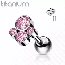 Титановая серьга штанга для пирсинга хряща уха Pirslab TIJ10-P накрутка кластер с фианитами