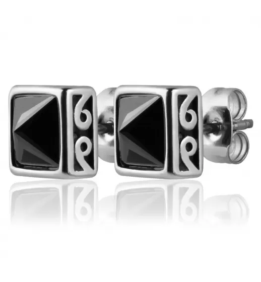 Квадратные серьги-гвоздики из стали Everiot SE-ZS-135x с фианитами