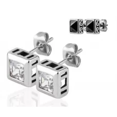 Квадратные серьги-гвоздики из стали Everiot SE-ZS-135x с фианитами