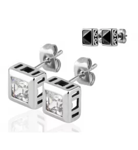 Квадратные серьги-гвоздики из стали Everiot SE-ZS-135x с фианитами