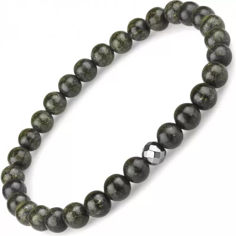 Браслет Everiot Select LNS-8034 из камня змеевик и гематита