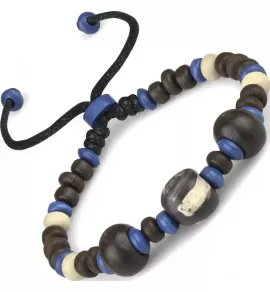 Браслет с бусинами из кости Everiot VD-MJ-1812 сине-черный