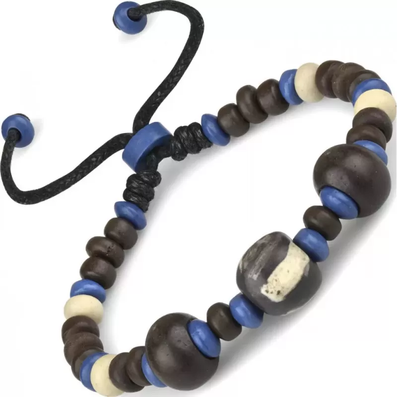 Браслет с бусинами из кости Everiot VD-MJ-1812 сине-черный