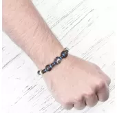Браслет с бусинами из кости Everiot VD-MJ-1812 сине-черный