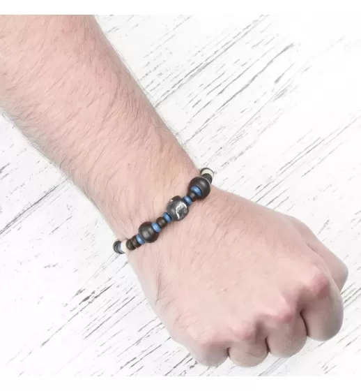 Браслет с бусинами из кости Everiot VD-MJ-1812 сине-черный