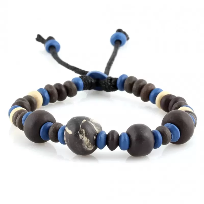 Браслет с бусинами из кости Everiot VD-MJ-1812 сине-черный