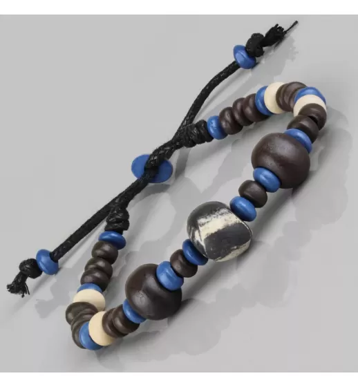 Браслет с бусинами из кости Everiot VD-MJ-1812 сине-черный