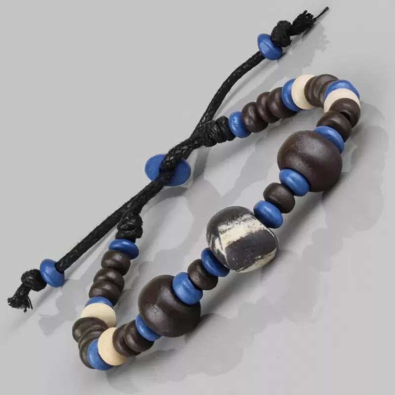 Браслет с бусинами из кости Everiot VD-MJ-1812 сине-черный