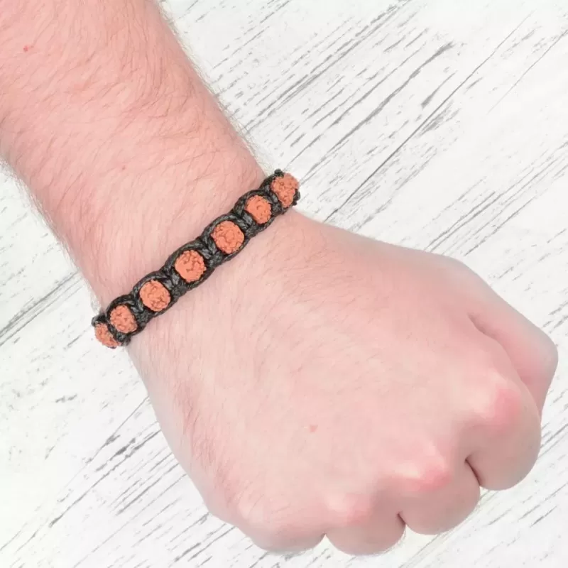 Плетеный браслет в стиле Шамбала Everiot Select LNS-2017 из рудракши и гематита