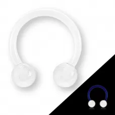 Циркуляр (подкова) с внешней резьбой из акрила Pirslab HXG светящаяся, пирсинг септума, хряща уха, брови, носа, губ, пупка, сосков, смайл