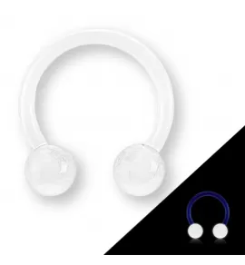 Циркуляр (подкова) с внешней резьбой из акрила Pirslab HXG светящаяся, пирсинг септума, хряща уха, брови, носа, губ, пупка, сосков, смайл