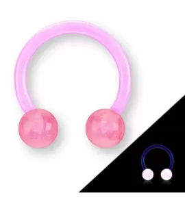 Циркуляр (подкова) с внешней резьбой из акрила Pirslab HXG светящаяся, пирсинг септума, хряща уха, брови, носа, губ, пупка, сосков, смайл