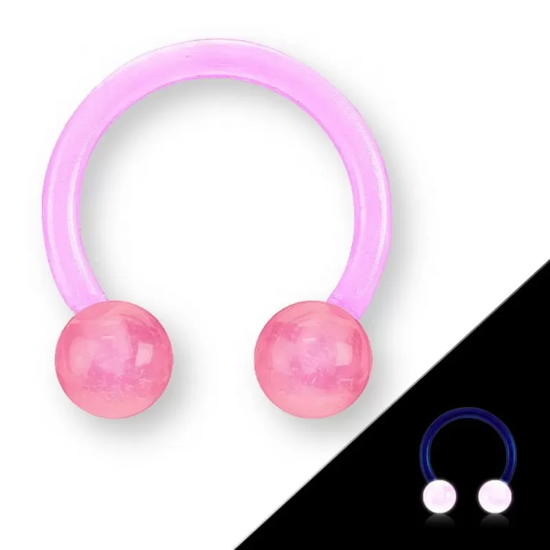 Циркуляр (подкова) с внешней резьбой из акрила Pirslab HXG светящаяся, пирсинг септума, хряща уха, брови, носа, губ, пупка, сосков, смайл