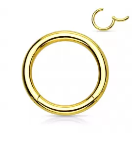 Желтое кольцо кликер из стали PiercedFish PC3-GD серьга для пирсинга септума, трагуса и хеликса, брови, губ, сосков, пупка (от 6 мм до 12 мм)