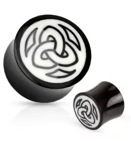 Плаг в ухо PiercedFish PSM090 с костяной вставкой и трайблом