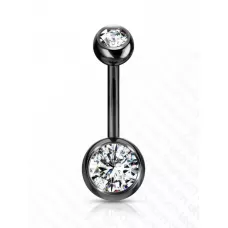 Пирсинг пупка банан из титана Pirslab T23N04-KC с фианитами и покрытием