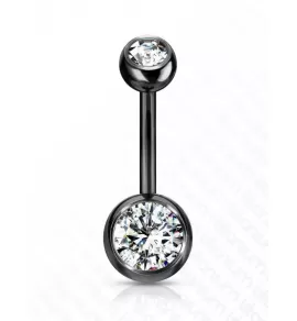 Пирсинг пупка банан из титана Pirslab T23N04-KC с фианитами и покрытием