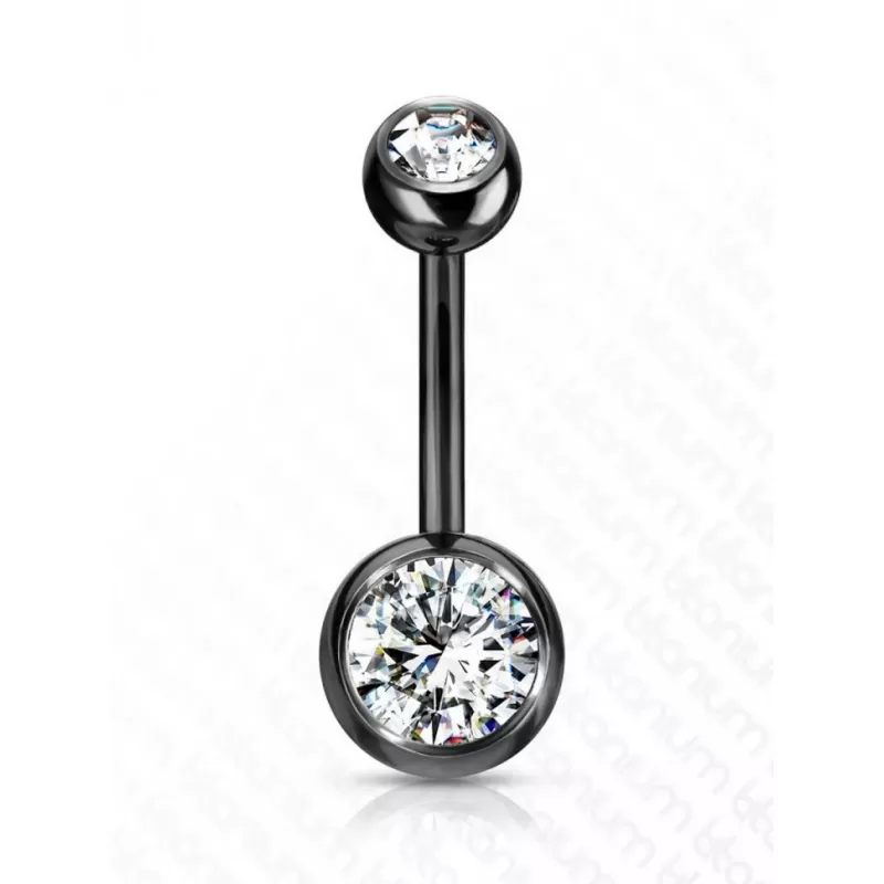 Пирсинг пупка банан из титана Pirslab T23N04-KC с фианитами и покрытием