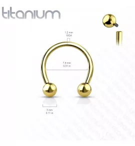 Циркуляр-подкова 1,2 мм с внутренней резьбой из титана Pirslab TIHT-K серьга для септума, хряща уха, губы, пупка, брови, сосков, пирсинга смайл