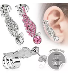 Кафф из стали TATIC EC-13286 в форме крыла с фианитами