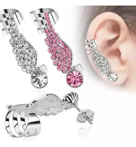 Кафф из стали TATIC EC-13286 в форме крыла с фианитами