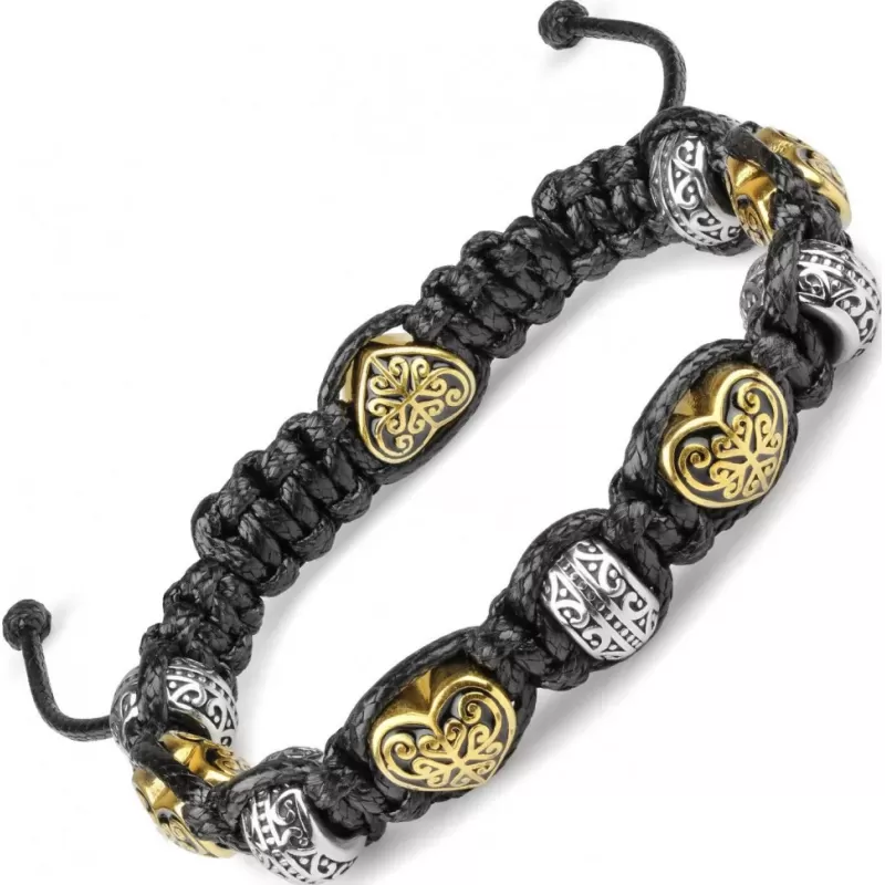 Женский плетеный браслет Шамбала Everiot Select LNS-3077 с сердечками