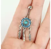 Серьга-банан для пирсинга пупка в форме цветка PiercedFish N19400-TQ