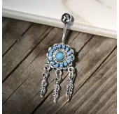 Серьга-банан для пирсинга пупка в форме цветка PiercedFish N19400-TQ