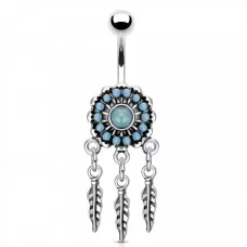 Серьга-банан для пирсинга пупка в форме цветка PiercedFish N19400-TQ