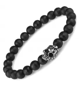 Мужской браслет из черного агата Everiot Select LNS-2247 с черепом