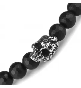 Мужской браслет из черного агата Everiot Select LNS-2247 с черепом
