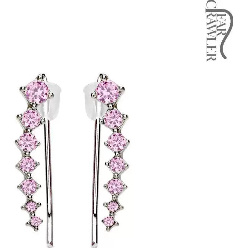 Серьги клаймберы вдоль мочки TATIC EL-22 с дорожками кристаллов