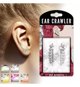 Серьги клаймберы вдоль мочки TATIC EL-22 с дорожками кристаллов