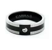 Черное кольцо из карбида вольфрама CARRAJI R-TU-0104 с фианитом