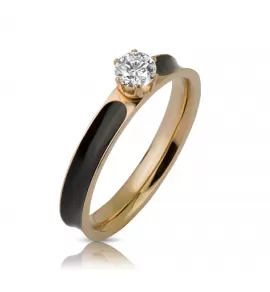 Женское кольцо из стали с фианитом и цветной эмалью TATIC RSS-7179 помолвочное