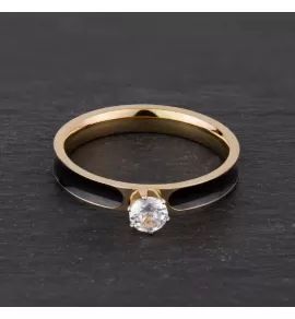 Женское кольцо из стали с фианитом и цветной эмалью TATIC RSS-7179 помолвочное