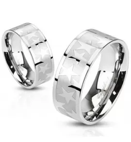 Кольцо из стали Spikes R-M2486 со звездами