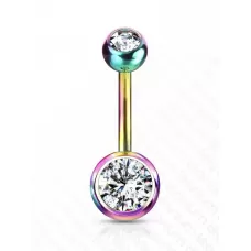 Пирсинг пупка банан из титана Pirslab T23N04-WC с фианитами и покрытием